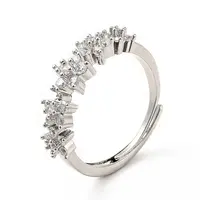 Clear Cubic Zirconia Flower Adjustable Ring