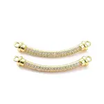Brass Micro Pave Clear Cubic Zirconia Normal Link Connectors