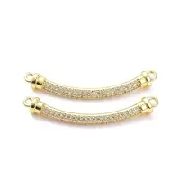 Brass Micro Pave Clear Cubic Zirconia Normal Link Connectors