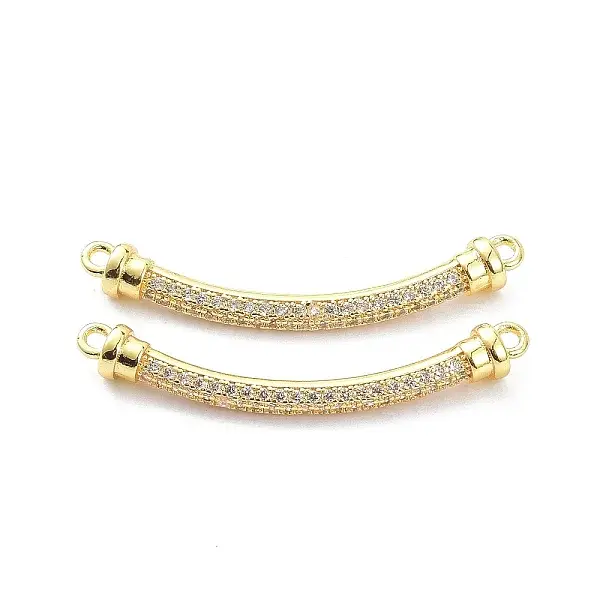Brass Micro Pave Clear Cubic Zirconia Normal Link Connectors