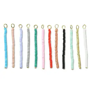 Cylinder Seed Beads with 304 Stainless Steel Flat Head Pins Pendants
