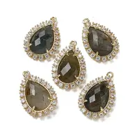 Natural Labradorite Faceted Teardrop Pendants