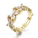 Adjustable Brass Micro Pave Clear Cubic Zirconia Finger Rings