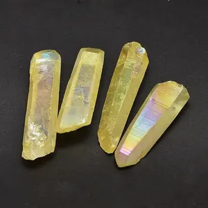 Dyed Nuggets Natural Electroplated Crystal Pendants