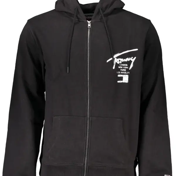TOMMY HILFIGER MEN'S BLACK ZIPPED SWEATSHIRT