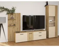 Obývacia stena Gatwick, dub artisan/kašmírová béžová, s osvetlením%