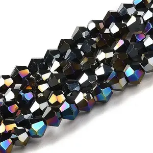 Opaque Solid Color Electroplate Glass Beads Strands