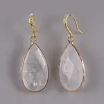Teardrop Natural Quartz Crystal Dangle Earrings