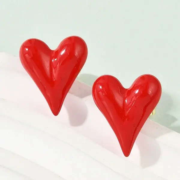 Brass Enamel Stud Earrings for Women