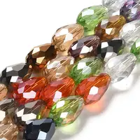 Faceted Teardrop Glass Beads Strands