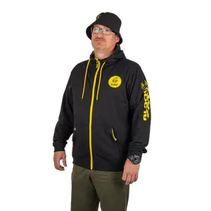 Black cat mikina black zipped hoody - l