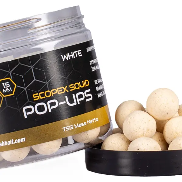 Nash plovoucí boilie pop ups scopex squid white 75 g - 12 mm