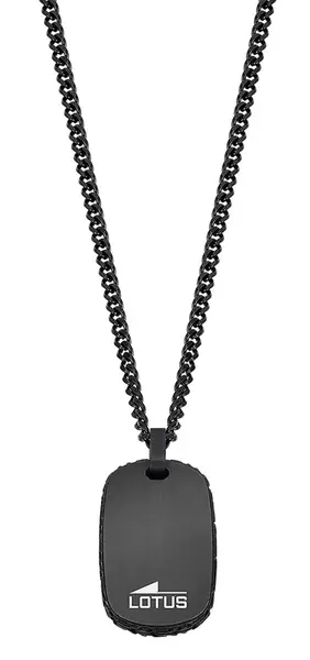 Lotus Style Černý ocelový náhrdelník Men in Black LS2257-1/1