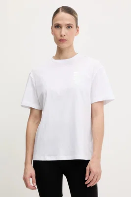 Bavlněné tričko EA7 Emporio Armani dámské, bílá barva, AF10201.7W000186