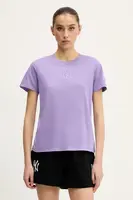 Bavlněné tričko New Era dámské, fialová barva, 60596472