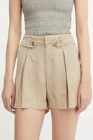 Šortky s příměsí lnu Guess SHAYE dámské, zelená barva, high waist, W5GD1J WG8N0