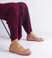 Gemre Beige ballet flats with elastic and decorative bow Newton