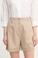 Kraťasy Tommy Hilfiger dámské, béžová barva, high waist, WW0WW44762