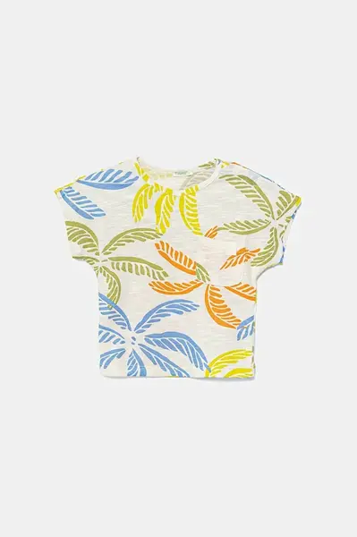 Dětské bavlněné tričko United Colors of Benetton béžová barva, 3O7SA106E