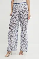 Kalhoty MICHAEL Michael Kors dámské, tmavomodrá barva, high waist, MM55128