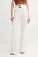 Kalhoty Versace Jeans Couture dámské, béžová barva, high waist, 78HAA109 N0433