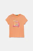 Dětské bavlněné tričko United Colors of Benetton oranžová barva, 3I1XG10JJ