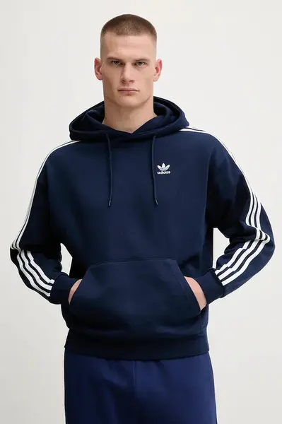 Mikina adidas Originals Baggy Hoodie pánská, tmavomodrá barva, s kapucí, s aplikací, JP1075
