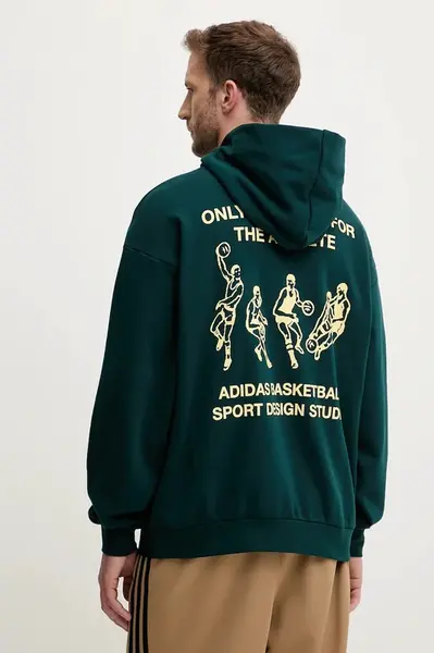 Bavlněná mikina adidas Originals Asd Otb Hoodie pánská, zelená barva, s kapucí, s potiskem, JY3652