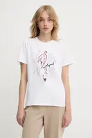 Bavlněné tričko Karl Lagerfeld dámské, bílá barva, A3W17099