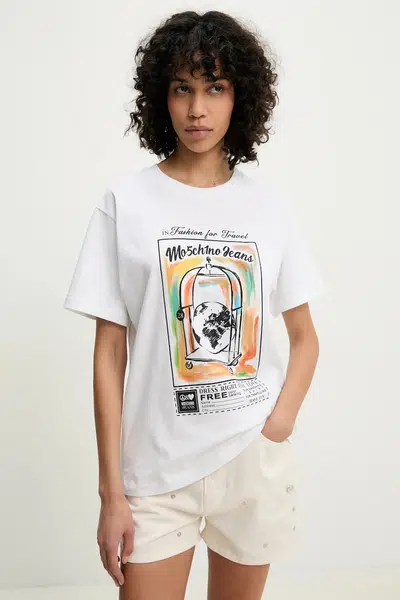 Bavlněné tričko Moschino Jeans bílá barva, 0716 3732
