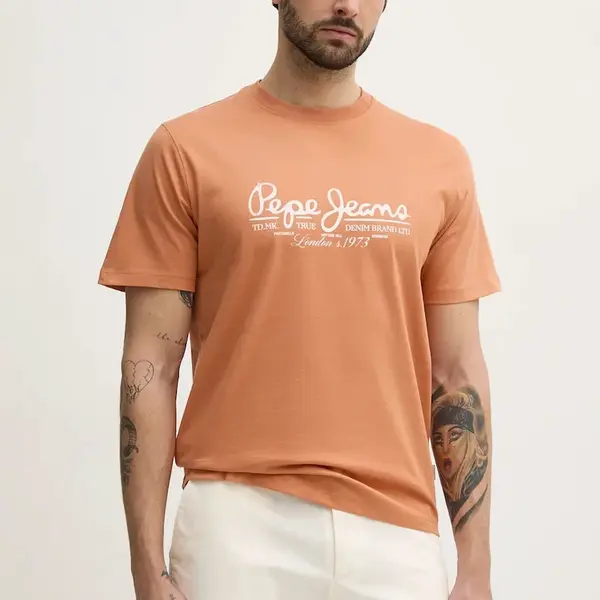 Bavlněné tričko Pepe Jeans DUMAS TEE oranžová barva, s potiskem, PM509769