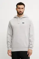 Mikina Helly Hansen ELEVATE pánská, šedá barva, s kapucí, hladká, 54282