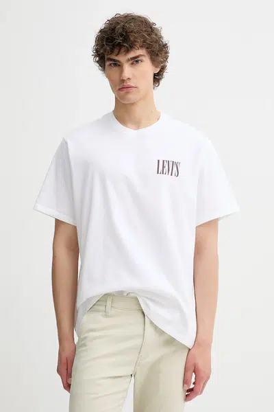Bavlněné tričko Levi's SS RELAXED FIT TEE pánské, bílá barva, s potiskem, 16143