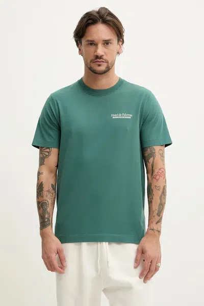 Bavlněné tričko Abercrombie & Fitch zelená barva, s potiskem, KI123-5001
