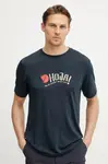 Sportovní triko Fjallraven Hoja tmavomodrá barva, s potiskem, F12600252
