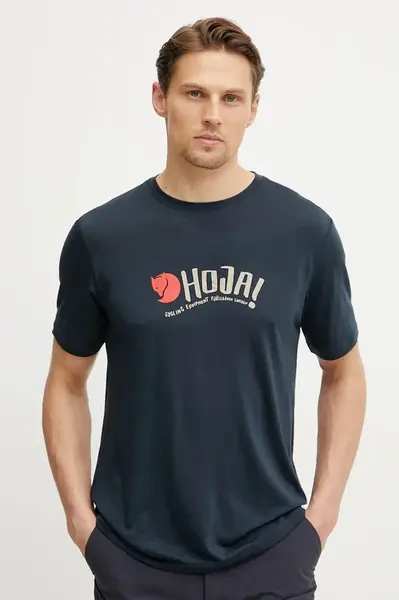 Sportovní triko Fjallraven Hoja tmavomodrá barva, s potiskem, F12600252