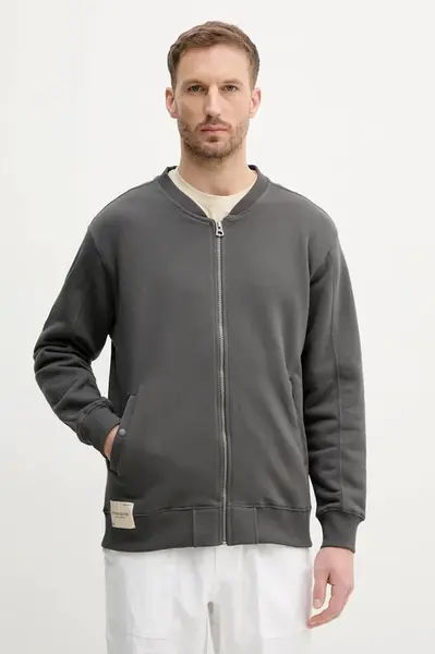 Mikina Alpha Industries Studio Edition Fleece Bomber pánská, šedá barva, hladká, 156302