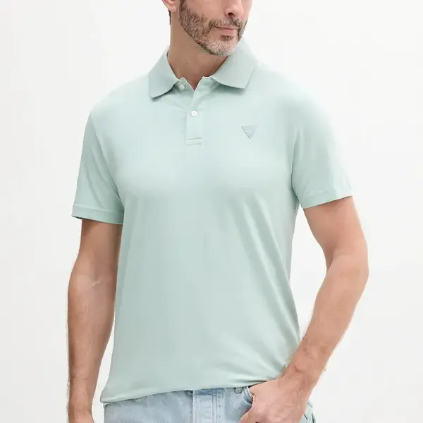 Polo tričko Guess NOLAN tyrkysová barva, M5GP66 J1314