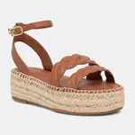 Kožené sandály Tommy Hilfiger LEATHER ROPE REAL ESPAD SANDAL dámské, hnědá barva, na platformě, FW0FW08496