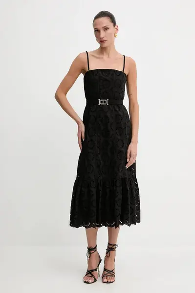 Bavlněné šaty Twinset černá barva, midi, 251TT2361