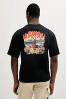 Bavlněné tričko Alpha Industries Hawaii Aloha T BP pánské, černá barva, 156535