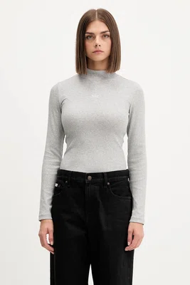 Tričko s dlouhým rukávem Guess Jeans šedá barva, s pologolfem, W5BP23 KA0H1