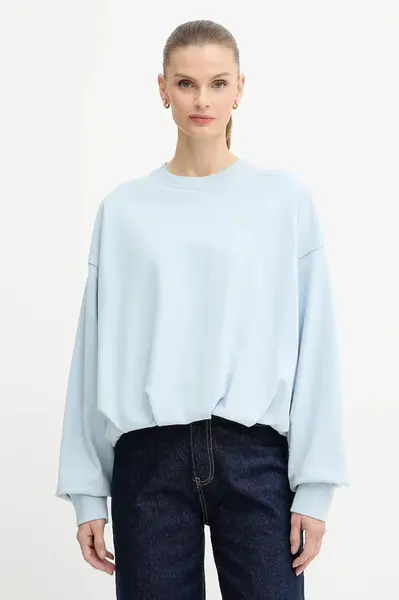 Bavlněná mikina BOSS Orange C_Efem_1 dámská, modrá barva, hladká, 50554908