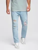 Ombre Men's CARROT FIT denim pants with rubbing - light blue