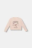 Dětské tričko s dlouhým rukávem Guess růžová barva, J5BI33 J1314