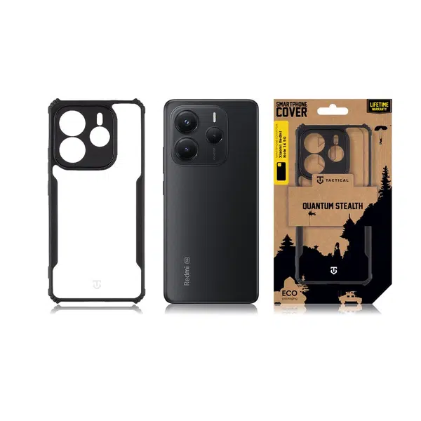 Zadní kryt Tactical Quantum Stealth pro Xiaomi Redmi Note 14 5G, transparentní černá