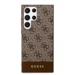 Zadní kryt Guess PU 4G Stripe pro Samsung Galaxy S24 Ultra, hnědá