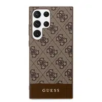 Zadní kryt Guess PU 4G Stripe pro Samsung Galaxy S24 Ultra, hnědá