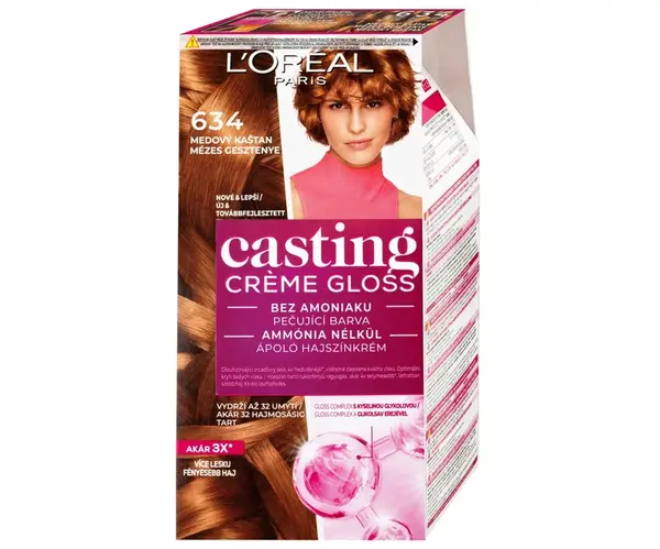 Přeliv bez amoniaku Loréal Casting Créme Gloss - 634 medový kaštan - L’Oréal Paris + dárek zdarma