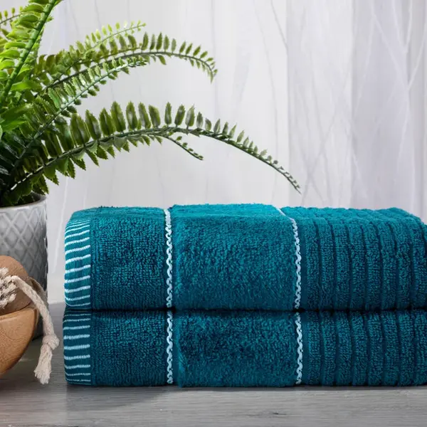 Sada 2 ks froté ručníků TEO tmavě tyrkysová 50 x 90 cm